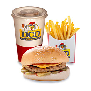 1 Cheeseburger + Πατάτες Medium + Πορτοκαλάδα 330ml